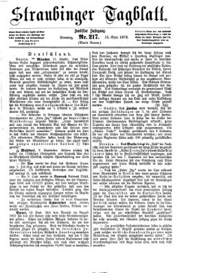 Straubinger Tagblatt Sonntag 15. September 1872