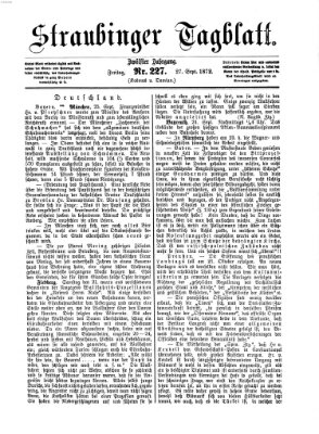 Straubinger Tagblatt Freitag 27. September 1872