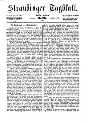 Straubinger Tagblatt Freitag 18. Oktober 1872
