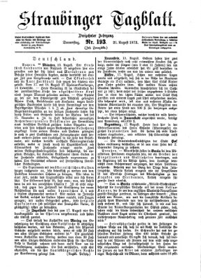 Straubinger Tagblatt Donnerstag 21. August 1873