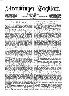 Straubinger Tagblatt Mittwoch 17. September 1873