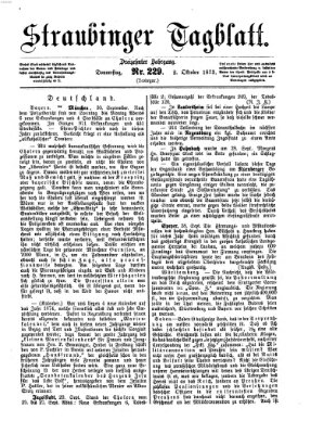 Straubinger Tagblatt Donnerstag 2. Oktober 1873