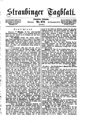 Straubinger Tagblatt Mittwoch 26. November 1873