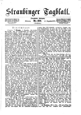 Straubinger Tagblatt Mittwoch 10. Dezember 1873