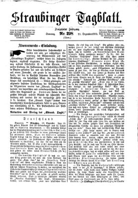 Straubinger Tagblatt Sonntag 21. Dezember 1873