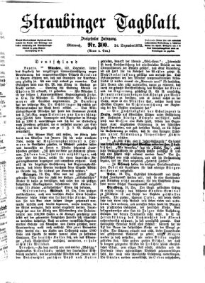 Straubinger Tagblatt Mittwoch 24. Dezember 1873