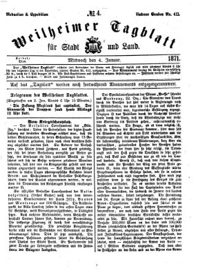 Weilheimer Tagblatt für Stadt und Land Mittwoch 4. Januar 1871