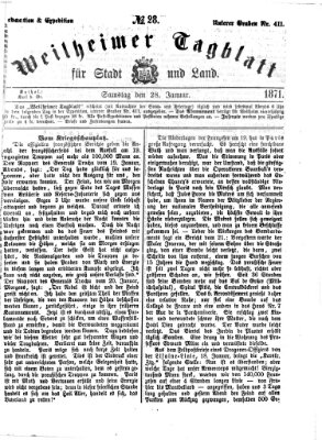 Weilheimer Tagblatt für Stadt und Land Samstag 28. Januar 1871