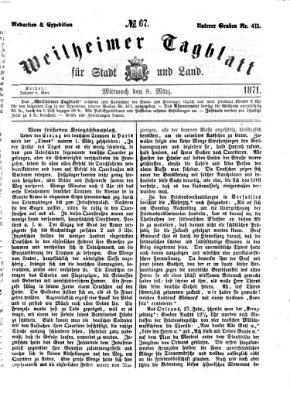 Weilheimer Tagblatt für Stadt und Land Mittwoch 8. März 1871