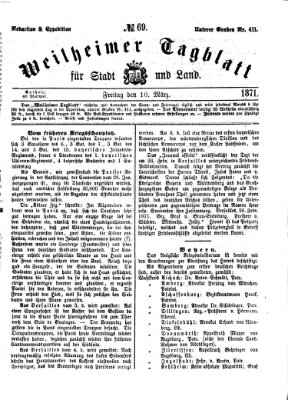 Weilheimer Tagblatt für Stadt und Land Freitag 10. März 1871