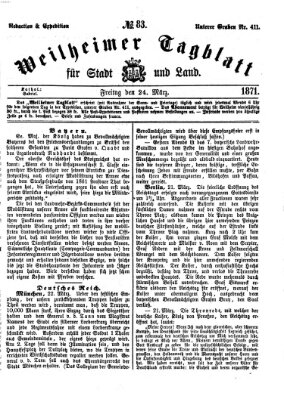 Weilheimer Tagblatt für Stadt und Land Freitag 24. März 1871