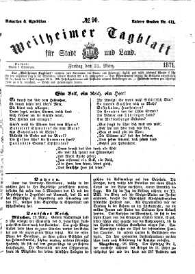 Weilheimer Tagblatt für Stadt und Land Freitag 31. März 1871