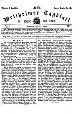 Weilheimer Tagblatt für Stadt und Land Mittwoch 19. April 1871