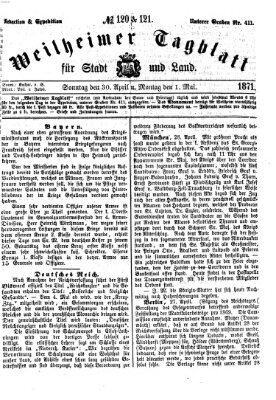 Weilheimer Tagblatt für Stadt und Land Sonntag 30. April 1871