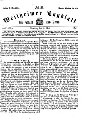 Weilheimer Tagblatt für Stadt und Land Samstag 6. Mai 1871