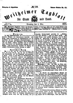 Weilheimer Tagblatt für Stadt und Land Dienstag 9. Mai 1871