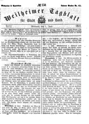 Weilheimer Tagblatt für Stadt und Land Mittwoch 7. Juni 1871