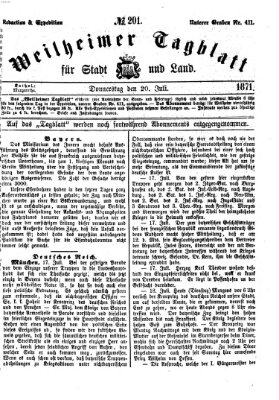 Weilheimer Tagblatt für Stadt und Land Donnerstag 20. Juli 1871