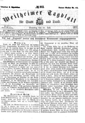 Weilheimer Tagblatt für Stadt und Land Samstag 22. Juli 1871