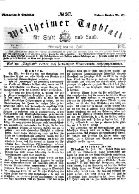 Weilheimer Tagblatt für Stadt und Land Mittwoch 26. Juli 1871