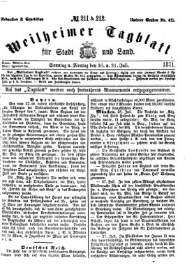 Weilheimer Tagblatt für Stadt und Land Sonntag 30. Juli 1871