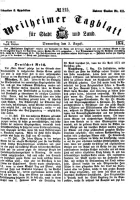 Weilheimer Tagblatt für Stadt und Land Donnerstag 3. August 1871