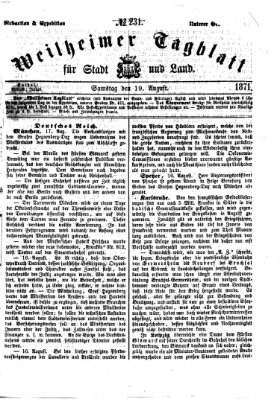 Weilheimer Tagblatt für Stadt und Land Samstag 19. August 1871