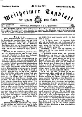 Weilheimer Tagblatt für Stadt und Land Sonntag 3. September 1871