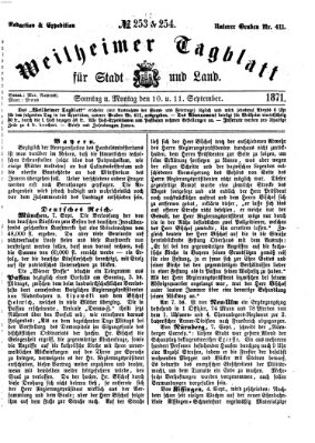 Weilheimer Tagblatt für Stadt und Land Montag 11. September 1871