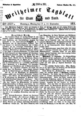 Weilheimer Tagblatt für Stadt und Land Sonntag 17. September 1871