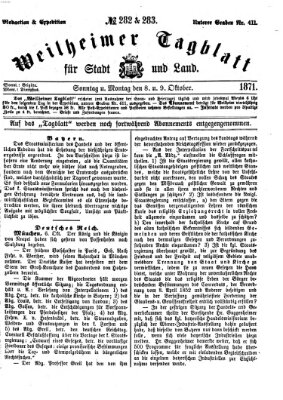 Weilheimer Tagblatt für Stadt und Land Montag 9. Oktober 1871