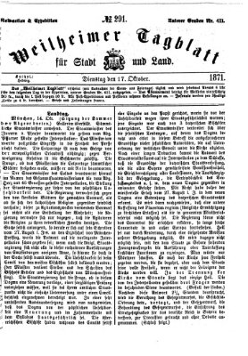 Weilheimer Tagblatt für Stadt und Land Dienstag 17. Oktober 1871