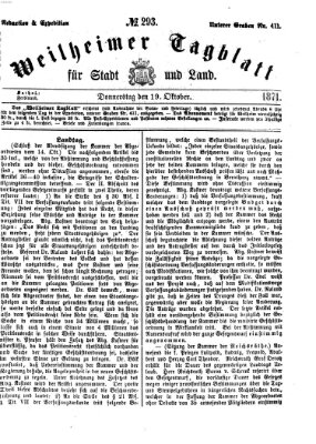 Weilheimer Tagblatt für Stadt und Land Donnerstag 19. Oktober 1871