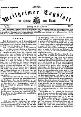 Weilheimer Tagblatt für Stadt und Land Freitag 20. Oktober 1871