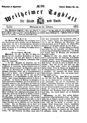 Weilheimer Tagblatt für Stadt und Land Mittwoch 25. Oktober 1871