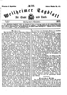 Weilheimer Tagblatt für Stadt und Land Freitag 3. November 1871