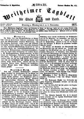 Weilheimer Tagblatt für Stadt und Land Montag 6. November 1871