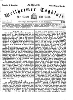 Weilheimer Tagblatt für Stadt und Land Sonntag 12. November 1871