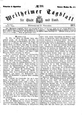 Weilheimer Tagblatt für Stadt und Land Mittwoch 15. November 1871