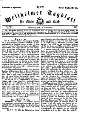 Weilheimer Tagblatt für Stadt und Land Samstag 18. November 1871