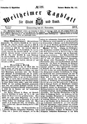 Weilheimer Tagblatt für Stadt und Land Donnerstag 23. November 1871