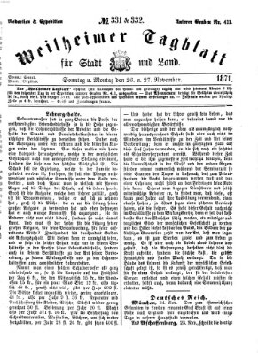 Weilheimer Tagblatt für Stadt und Land Sonntag 26. November 1871