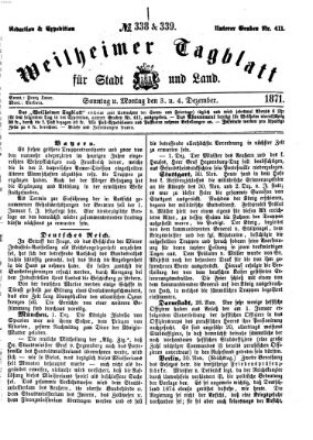 Weilheimer Tagblatt für Stadt und Land Montag 4. Dezember 1871