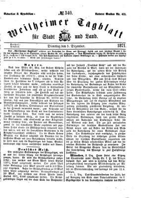 Weilheimer Tagblatt für Stadt und Land Dienstag 5. Dezember 1871