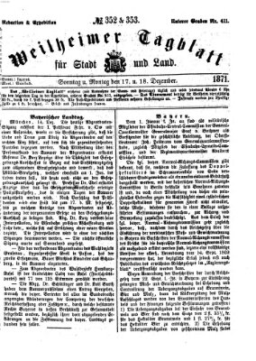 Weilheimer Tagblatt für Stadt und Land Montag 18. Dezember 1871