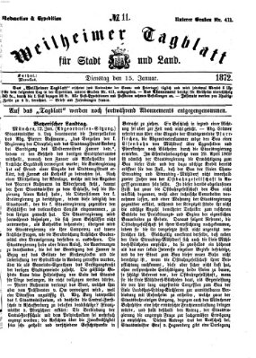 Weilheimer Tagblatt für Stadt und Land Montag 15. Januar 1872