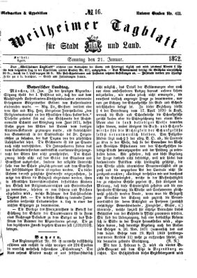 Weilheimer Tagblatt für Stadt und Land Sonntag 21. Januar 1872