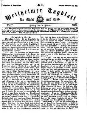 Weilheimer Tagblatt für Stadt und Land Freitag 9. Februar 1872