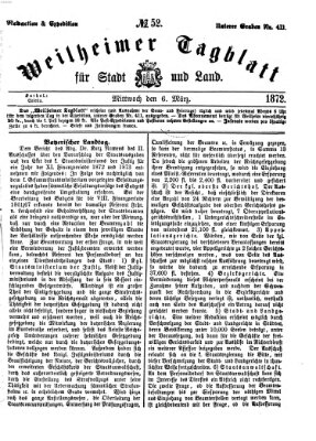 Weilheimer Tagblatt für Stadt und Land Mittwoch 6. März 1872