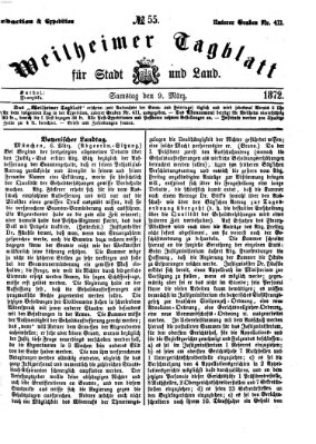 Weilheimer Tagblatt für Stadt und Land Samstag 9. März 1872